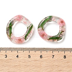 Ringanhänger aus transparentem Harz mit getrockneten Blumen im Inneren&nbsp;RESI-A043-07C
