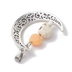 Colgantes de calavera de turquesa sintética de halloween&nbsp;PALLOY-JF02650-03