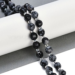 Naturschneeflocke Obsidian Perlen Stränge&nbsp;G-G182-B35-03