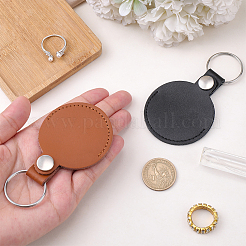 2 porte-clés rond et plat en cuir pour carte photo&nbsp;AJEW-CL0002-43