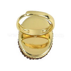 Ovale Fingerringe aus natürlichem Tektit und Strass&nbsp;RJEW-P128-02G