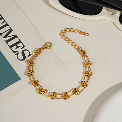 Bracelets unisexes en acier inoxydable avec nœud et maillons ovales&nbsp;LF3884-2