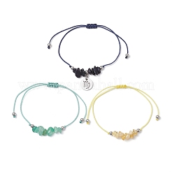 3 pz costellazioni regolabile in nylon intrecciato braccialetti di perline per donne e uomini&nbsp;BJEW-JB11325-06