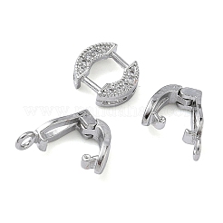 Bague en laiton micro pavée avec fermoir déployant en oxyde de zirconium transparent&nbsp;KK-Z143-18P