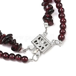 Mehrsträngiges Armband aus natürlichen Granatsplitterperlen&nbsp;BJEW-JB07052-03