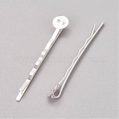Accessoires d'épingle à cheveux en fer plaqué couleur argent&nbsp;X-PHAR-Q017-S1