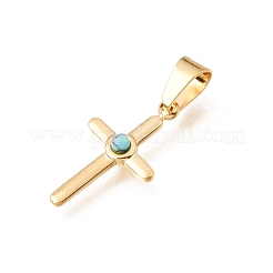 Pendentifs de Pâques en acier inoxydable 304 avec turquoise synthétique&nbsp;STAS-E531-23G-B