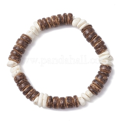Bracelets extensibles en perles de noix de coco naturelles et de magnésite pour hommes et femmes&nbsp;BJEW-JB12457-02