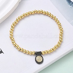 Pulseras de latón con dijes ovalados&nbsp;BJEW-B148-03C-05