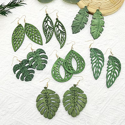 Boucles d'oreilles pendantes en bois pour femme&nbsp;WGE9009-01
