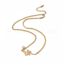 Halskette mit Kristall-Strass-Anhänger und Fischgrätenketten aus 304er Edelstahl&nbsp;NJEW-P269-04B-G