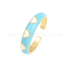 Anelli aperti con polsino in ottone smaltato&nbsp;RJEW-P190-01G-02