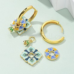 Pendientes de aro de latón con rombos&nbsp;EJEW-R016-13G-02