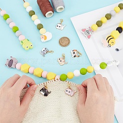 6 Stück Bambus-Stricknadel zum Auffädeln und 6 Stück Maschenmarkierer-Sets aus Emaille mit Katzenmotiv.&nbsp;DIY-DR00013