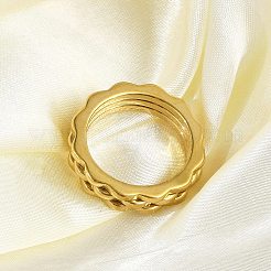 Bague en acier inoxydable 304 avec placage ionique (IP) pour femme&nbsp;RJEW-A052-01A-G