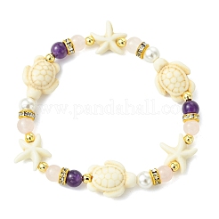 Stretch-Armbänder aus Muschelperlen und gemischten natürlichen und synthetischen Edelsteinen für Damen&nbsp;BJEW-JB13898-02