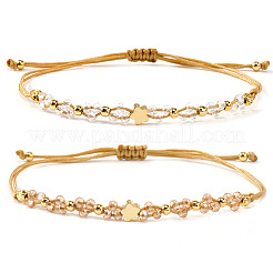 2 Stück geflochtenes Armband aus Messing- und Glasperlen für Damen&nbsp;IU7406-2