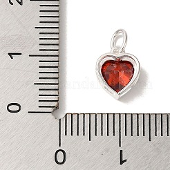 925 breloque en forme de cœur en argent sterling avec zircone cubique et anneaux ouverts&nbsp;FIND-U013-10S-03