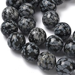 Naturschneeflocke Obsidian Perlen Stränge&nbsp;G-F818-A10-16mm
