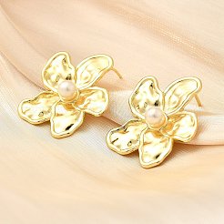 Blumen-Ohrstecker aus Messing&nbsp;EJEW-F358-03A-G