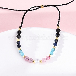 Bracciali con perline intrecciate in turchese sfaccettato&nbsp;BJEW-F493-09G-01