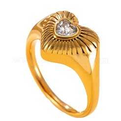 304 Edelstahl Pavé-Fingerringe mit Zirkonia&nbsp;WG685BA-01