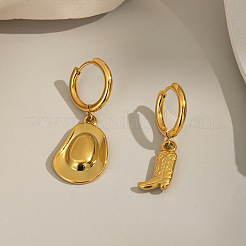 Orecchini a cerchio con cappello e stivali da cowboy in acciaio inossidabile 304&nbsp;BW3642