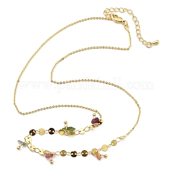 Collares de cadena de lentejuelas planas y rolo de latón para mujer&nbsp;NJEW-D302-55