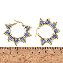 Aretes de aro con cuentas de vidrio&nbsp;EJEW-MZ00750-01