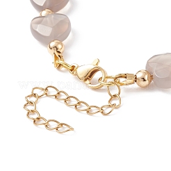 Braccialetto di perline a forma di cuore in agata grigia naturale&nbsp;BJEW-JB08697-04