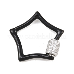 Fermoirs mousquetons à vis en laiton étoilé micro-pavé de zircone cubique transparente&nbsp;KK-B167-01C-P
