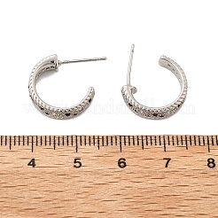 Orecchini a bottone in ottone micro pavé di zirconi cubici a forma di C per donna&nbsp;EJEW-G428-21P-02
