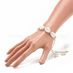 Geflochtenes Perlenarmband aus Acrylmuschel mit synthetischem türkisfarbenem (gefärbtem) Seestern&nbsp;BJEW-JB08058-01