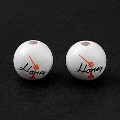 Perles européennes en bois naturel imprimées&nbsp;WOOD-C015-09C