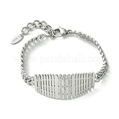 Ovales Gliederarmband mit Zirkonia und Ketten aus 304er Edelstahl&nbsp;BJEW-Q775-02P