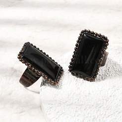 Bagues ouvertes en obsidienne naturelle&nbsp;GG-CBAB410-03