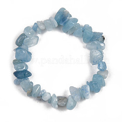 Bracelets extensibles à perles unisexes en aigue-marine naturelle&nbsp;BJEW-S143-33