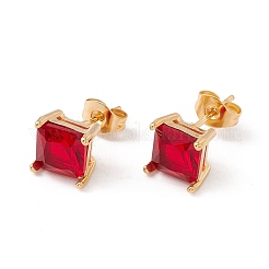 6 paire de petites boucles d'oreilles carrées en zircone cubique&nbsp;EJEW-G291-01C-M