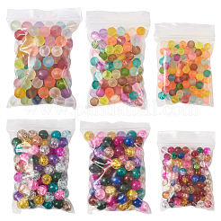 Perle di vetro smerigliato trasparente e perle di vetro crackle trasparenti&nbsp;CCG-CD0001-01