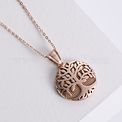 Colliers avec pendentif arbre de vie en acier inoxydable de style vintage&nbsp;FP9173