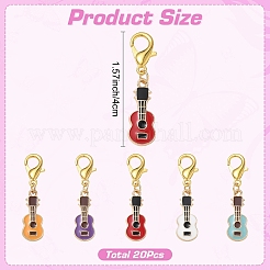 20 pendentif décoratif en alliage émaillé en forme de guitare&nbsp;HJEW-YW00564