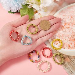 30pcs 6 Farben runde Glasperlen-Fingerringe&nbsp;RJEW-SZ0001-01
