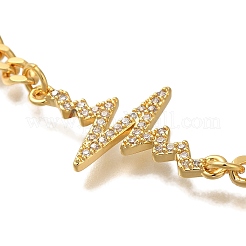Herzschlag Messing Micro Pave Zirkonia Karte Papier Kette Armbänder für Frauen&nbsp;BJEW-L696-008G