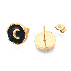 Pendientes de acero inoxidable 304 esmaltados con forma de pepitas y luna&nbsp;EJEW-T047-19G