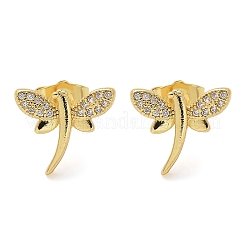 Boucles d'oreilles en laiton zircon cubique micro pavé clair&nbsp;EJEW-D305-20G-01