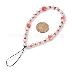 3 pezzo di argilla polimerica con frutta e cinturini per cellulari con perle imitate e perline di vetro&nbsp;HJEW-JM01641