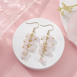 Puces de quartz rose naturel dangle boucles d'oreilles&nbsp;EJEW-JE05266-03