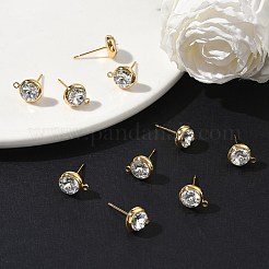 Messing Strass flache runde Ohrstecker Zubehörse&nbsp;XGR0099G-120G