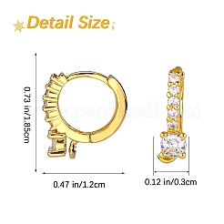 10 piezas de latón micro pavé claro circonio cúbico pendientes de aro fornituras&nbsp;ZIRC-SZ0005-14
