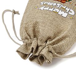 Bolsas de embalaje de arpillera impresas navideñas bolsas con cordón&nbsp;ABAG-Q053-02B-09